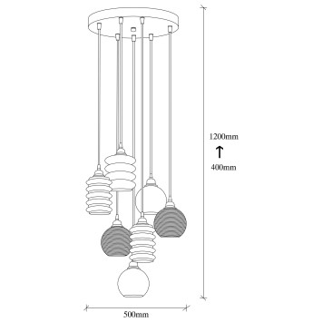 Lámpara de techo Smoked-081 humo hierro vidrio 50x50x120 cm - 8681875991864