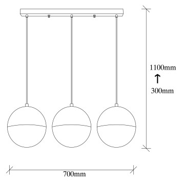 Lámpara de techo Bastos-6161 oro cobrizo metal vidrio 70x20x111 cm - 8682870090187