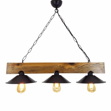 Lámpara de techo Üç Şapka Avize nogal negro pino 80x22x65 cm - 8681875449259