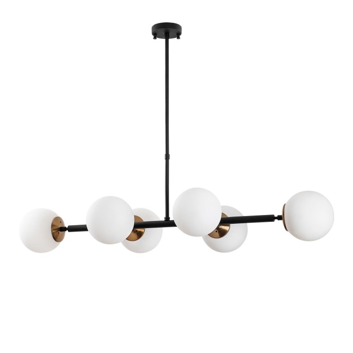 Lámpara de techo Fazli-10485 crema antigua negro metal vidrio 110x40x35-66 cm