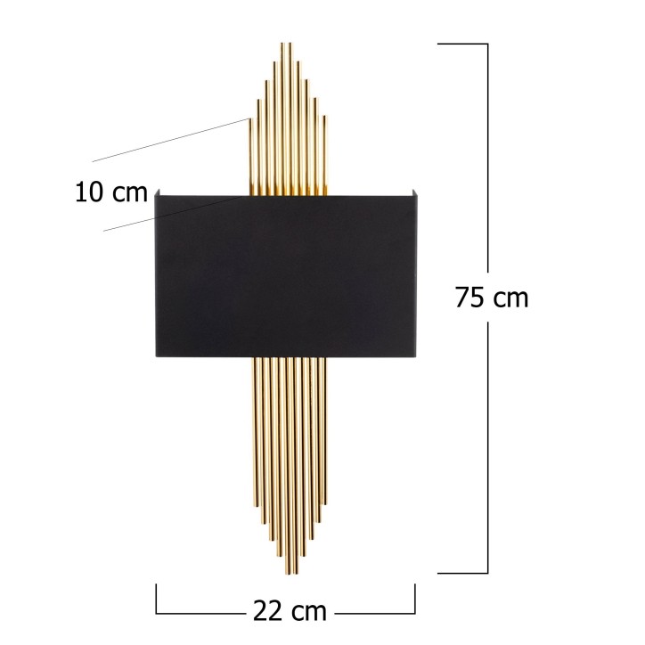 Lámpara de pared 612-A oro negro metal 75x10x22 cm