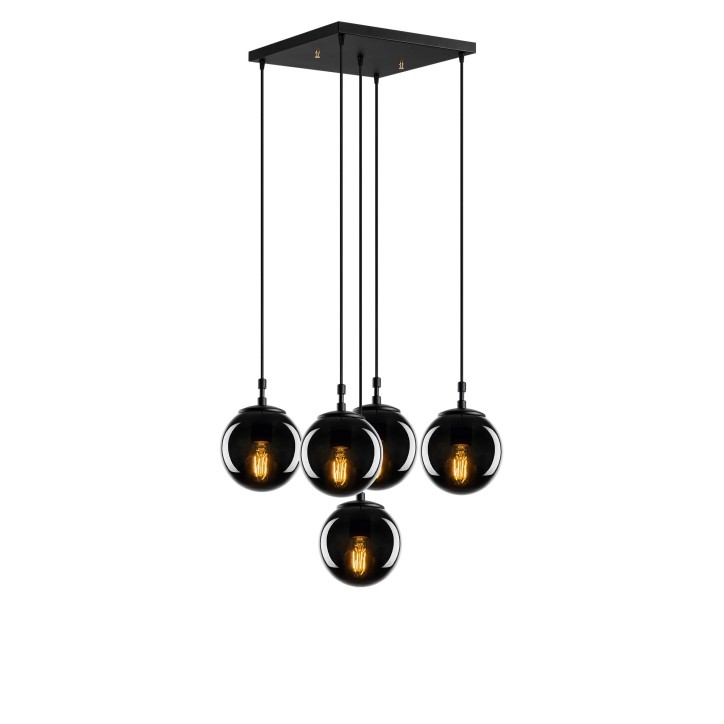 Lámpara de techo Efe-2171 humo negro metal vidrio 65x65x110 cm