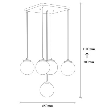 Lámpara de techo Efe-2171 humo negro metal vidrio 65x65x110 cm - 8681875883879