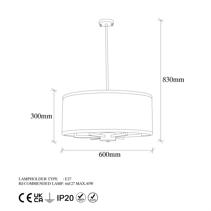 Lámpara de techo Way-11655 oro cobrizo metal 60x60x83 cm