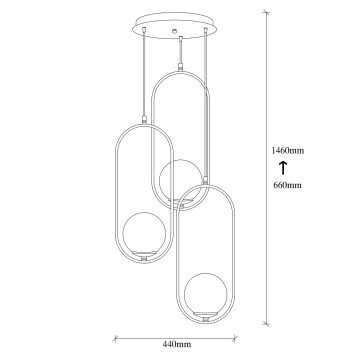 Lámpara de techo Mudoni-MR-935 negro metal vidrio diámetro 44x146 cm - 8681875649208