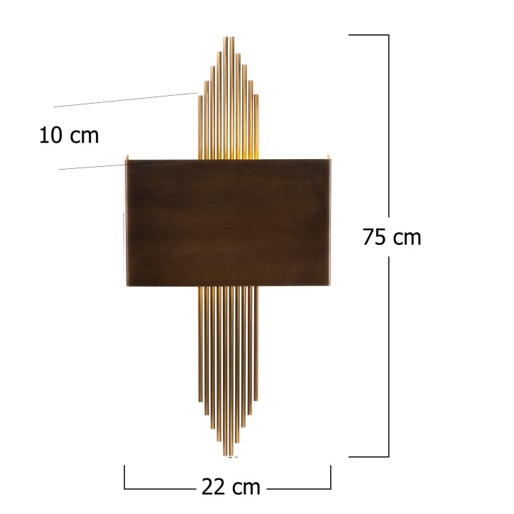 Lámpara de pared 615-A oro cobrizo metal 75x10x22 cm