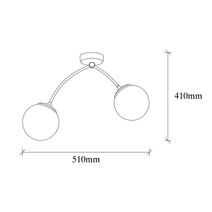 Lámpara de techo Kromozom-1001 blanco negro metal vidrio 51x15x41 cm