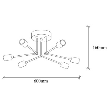 Lámpara de techo Sparrow-1231 negro metal 60x60x16 cm - 8681875943603