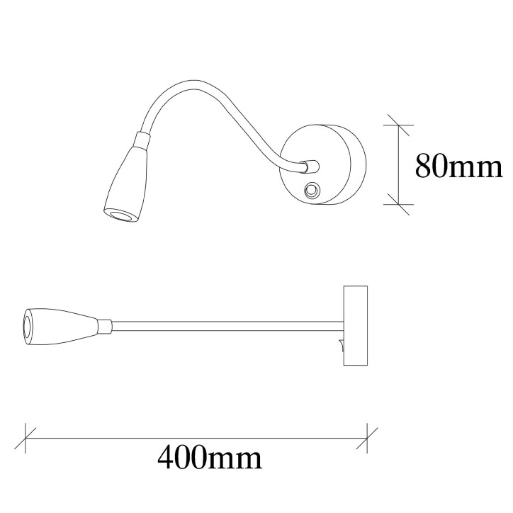 Lámpara de pared Reading-3247 oro cobrizo metal 8x38x15 cm