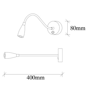 Lámpara de pared Reading-3247 oro cobrizo metal 8x38x15 cm - 8682870090866