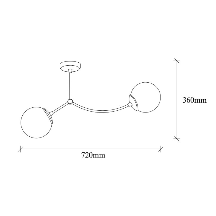 Lámpara de techo Kromozom-1011 blanco negro metal vidrio 72x15x36 cm