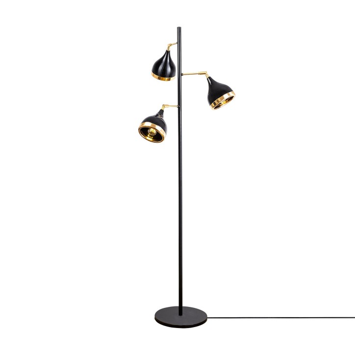 Lámpara de pie Yıldo-7022 oro negro metal diámetro 52x163 cm