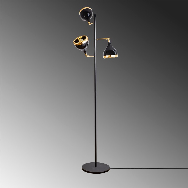 Lámpara de pie Yıldo-7022 oro negro metal diámetro 52x163 cm