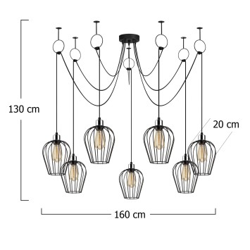 Lámpara de techo Tel-6696 negro metal diámetro 160x130 cm - 8681875502237