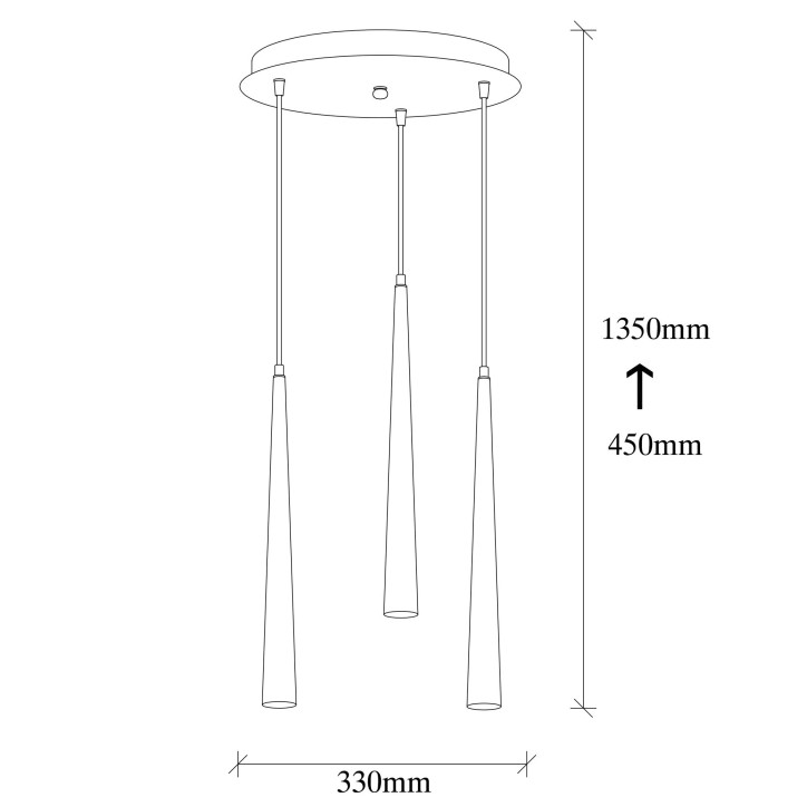 Lámpara de techo Uğur-6072 negro metal diámetro 33x135 cm