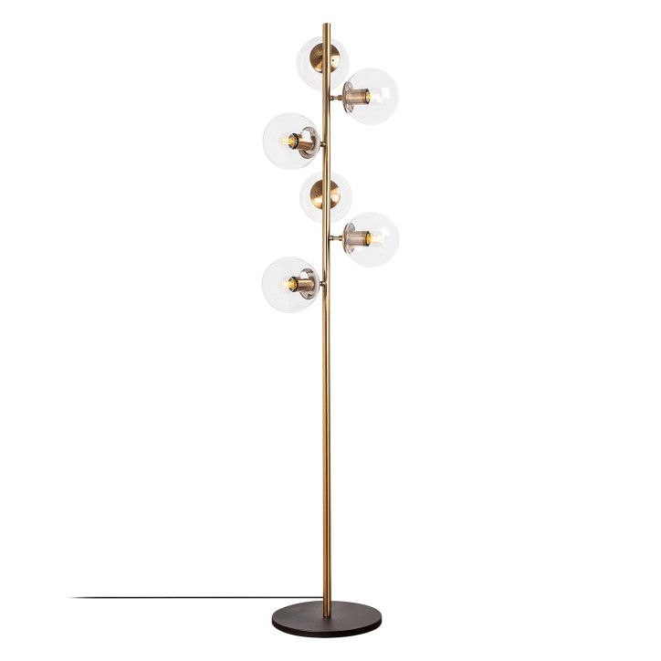 Lámpara de pie Fazli-10505 oro cobrizo metal vidrio 35x22x163 cm