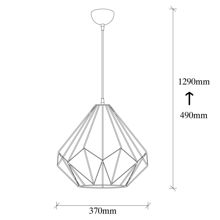 Lámpara de techo Diamond-703-S negro hierro diámetro 37x129 cm