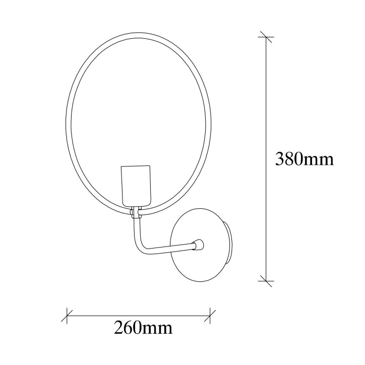 Lámpara de pared Circle-3260 negro metal 26x19x38 cm