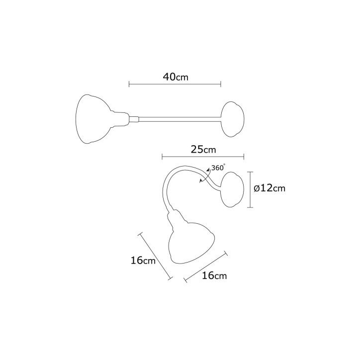 Lámpara de pared Kumluca-N-525 oro cobrizo metal diámetro 16x16 cm