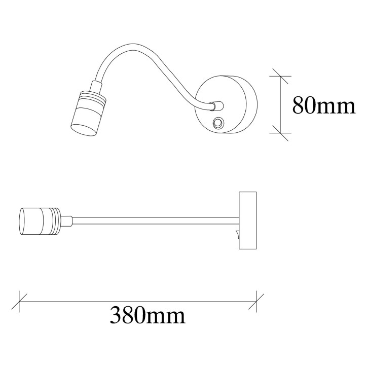 Lámpara de pared Reading-3242 oro cobrizo metal 8x38x15 cm