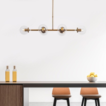 Lámpara de techo Fazli-10490 oro cobrizo metal vidrio 110x40x35-66 cm