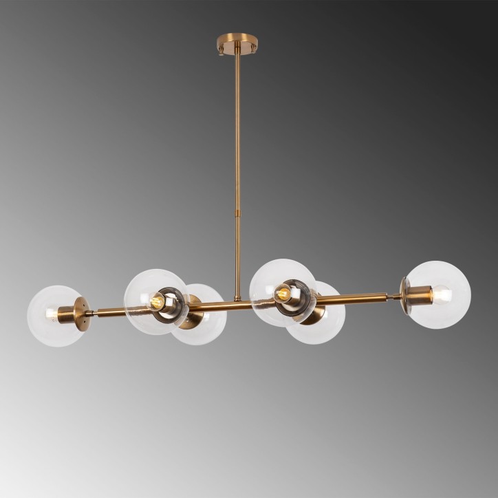 Lámpara de techo Fazli-10490 oro cobrizo metal vidrio 110x40x35-66 cm