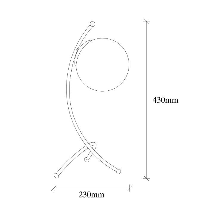 Lámpara de mesa Yay-5011 blanco negro metal vidrio 23x18x43 cm