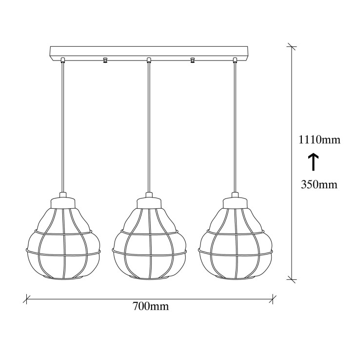 Lámpara de techo Safderun-405-S1 cobre metal vidrio diámetro 70x111 cm