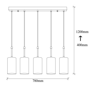 Lámpara de techo Kem-6387 níquel negro metal 79x9x120 cm - 8681875501605