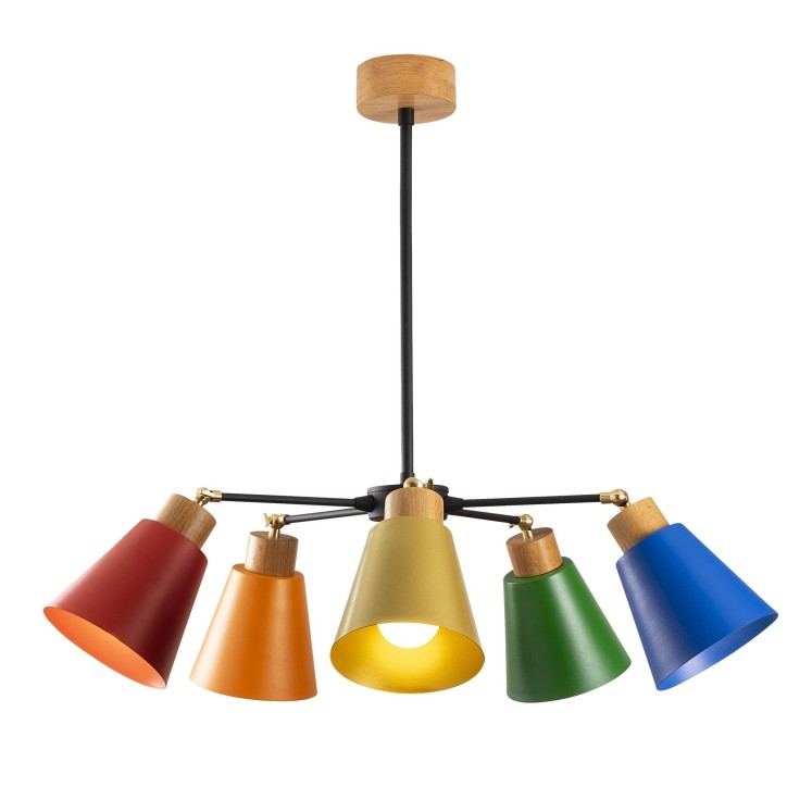 Lámpara de techo Manavgat-N-541 multicolor metal madera diámetro 58x68 cm