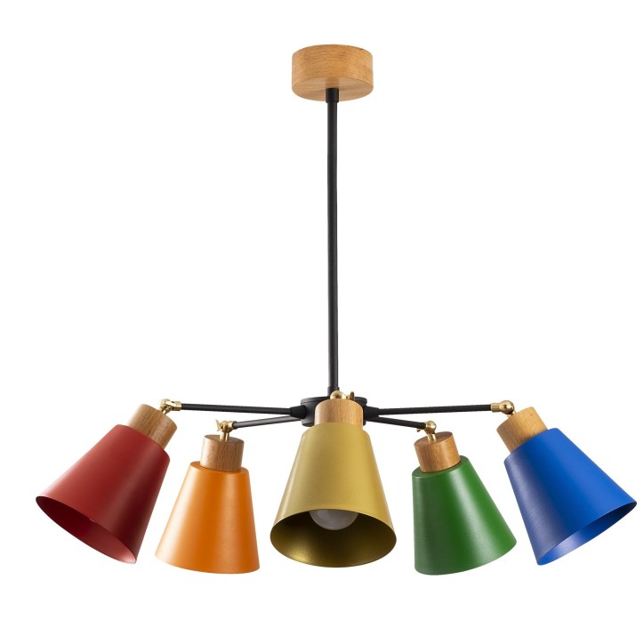 Lámpara de techo Manavgat-N-541 multicolor metal madera diámetro 58x68 cm