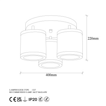 Lámpara de techo Way-11625 oro cobrizo metal 40x40x22 cm - 8683342591713