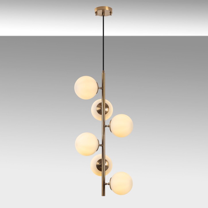 Lámpara de techo Fazli-10465 oro cobrizo metal vidrio 40x40x86-176 cm