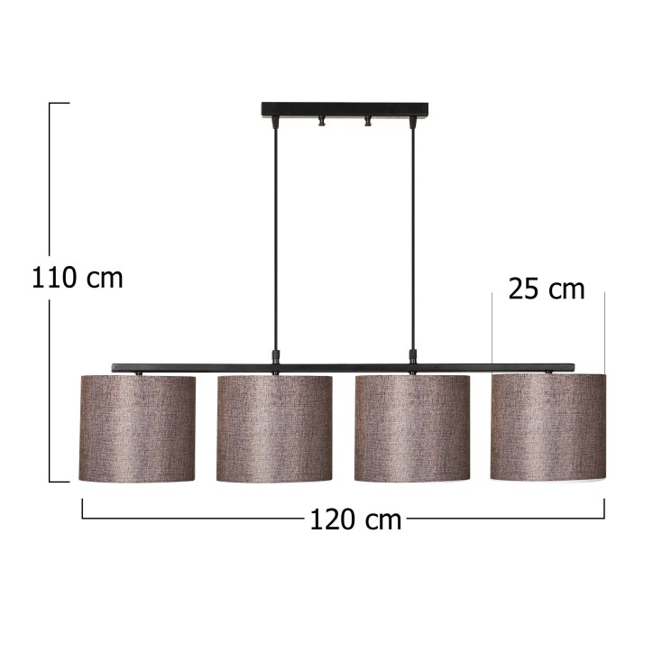 Lámpara de techo Valiz-4701 marrón oscuro metal tela 110x25x120 cm