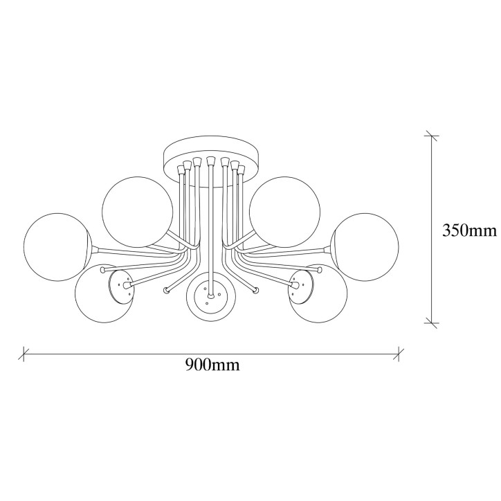 Lámpara de techo Daisy-147-AV negro metal vidrio diámetro 90x35 cm