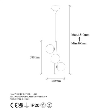 Lámpara de techo Domino-11046 oro metal vidrio 36x36x46 - 8683342590907