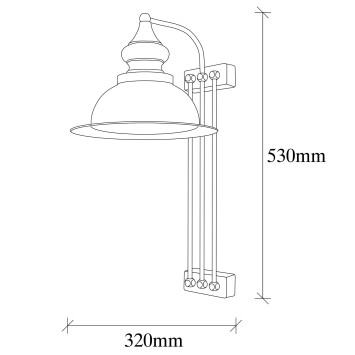 Lámpara de pared Sağlam-3743 oro cobrizo metal 28x32x53 cm - 8681875467956