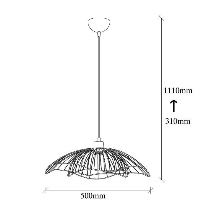 Lámpara de techo Farac-6380 negro metal 50x50x31 - 111 cm