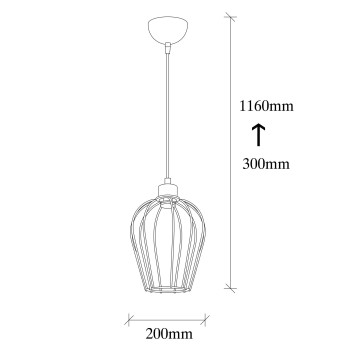 Lámpara de techo Tel-6676 negro hierro diámetro 20x116 cm - 8681875502190