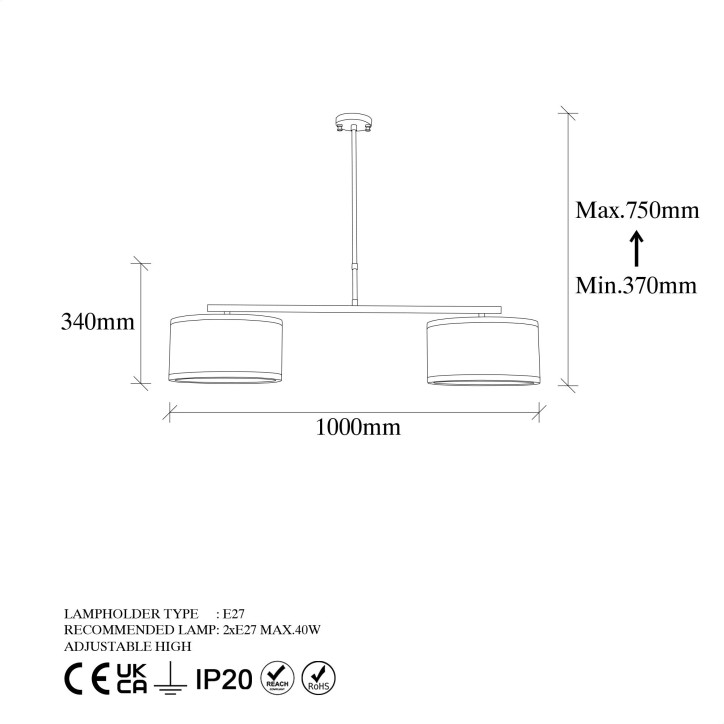 Lámpara de techo Way-11620 oro cobrizo metal 100x30x37 cm