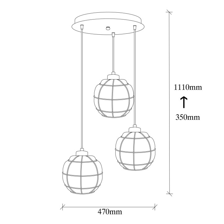 Lámpara de techo Safderun-401-S2 cobre metal vidrio diámetro 47x112 cm