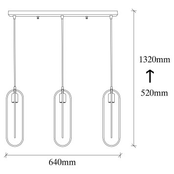 Lámpara de techo Cerco-2031 oro negro metal 64x8x132 cm - 8681875884098