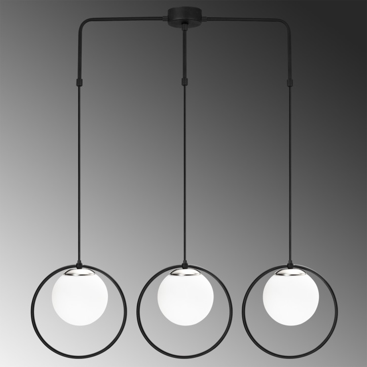 Lámpara de techo Dolunay-6231 blanco negro metal vidrio 90x15x136 cm