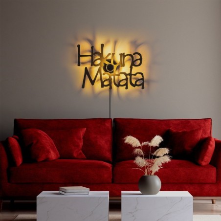 Lámpara de pared Hakuna Matata V2 negro metal 50x34x9 cm