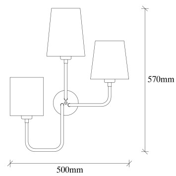 Lámpara de pared Çatal-3571 negro metal tela 50x20x57 cm - 8681875459227