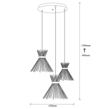 Lámpara de techo Kirpi-3086 oro metal 63x63x128 cm - 8681875877045