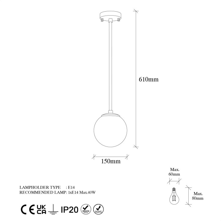 Lámpara de techo Akkas-10015 oro cobrizo metal vidrio 15x15x61 cm