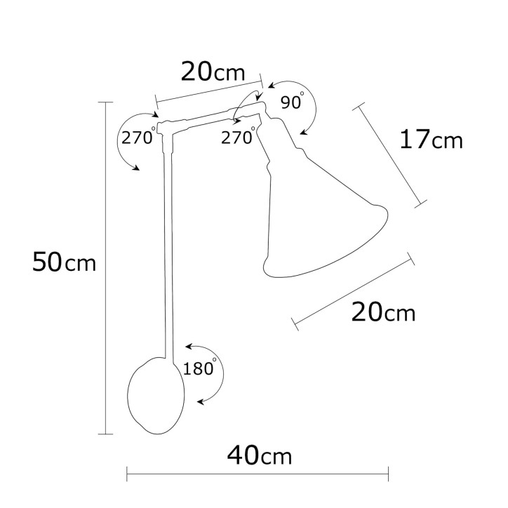 Lámpara de pared Berceste-N-683 oro cobrizo metal diámetro 20x56 cm