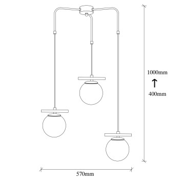 Lámpara de techo Üzüm-6276 blanco negro hierro vidrio 57x57x100 cm - 8681875501131