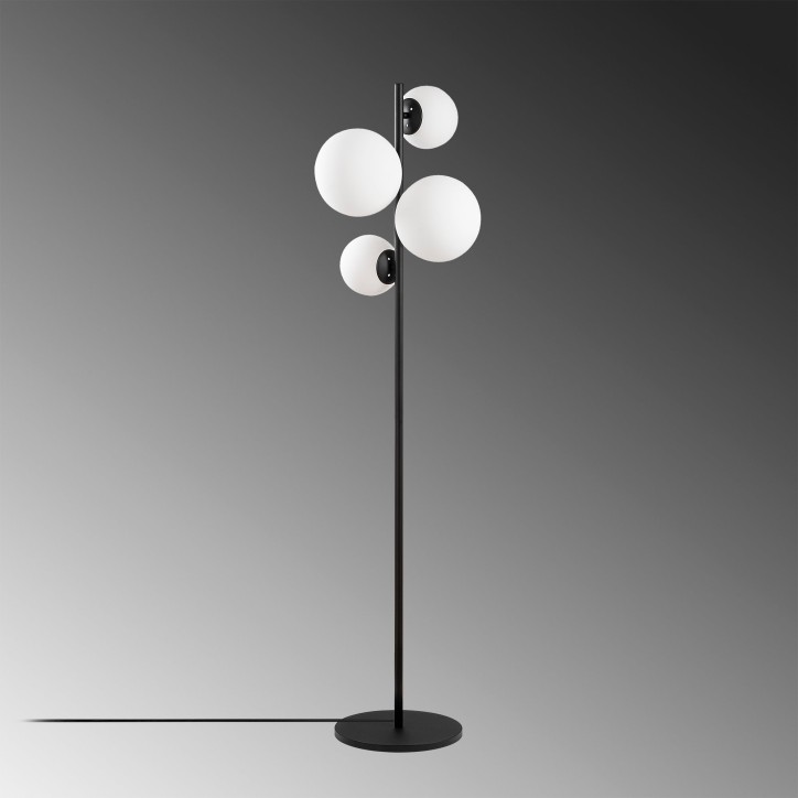 Lámpara de pie Fazli-10521 blanco negro metal vidrio 33x33x162 cm